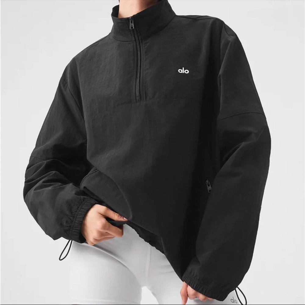 ALO Yoga Black Half-Zip Bomber Windbreaker